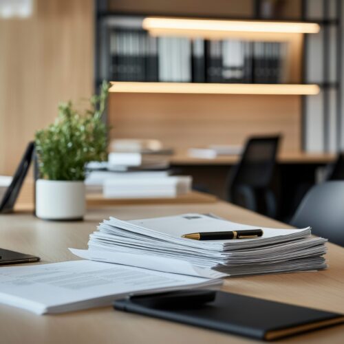 administratieve taken pen en papier afgebeeld puramobi