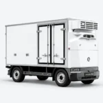 Witte Zelostech Z10 Cold-Chain RoboVan schuin van rechtsvoor, met koelunit en dubbele geïsoleerde zijdeuren