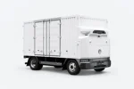 Witte Zelostech Z20 RoboTruck schuin van rechtsvoor, met geribde laadbak en dubbele zijdeuren.