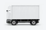 Linkerzijde van de witte Zelostech Z10 RoboVan met hoge laadbak en twee assen.