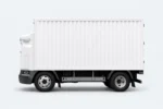 Linkerzijde van de witte Zelostech Z20 RoboTruck met geribde laadbak en twee assen.