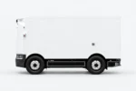 Linkerzijaanzicht van de Zelostech Z5 RoboVan met gesloten laadbak