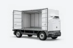 Zelostech Z10 RoboVan met geopende zijdeuren en zicht op de lege laadruimte.