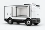 Zelostech Z5 Cold-Chain RoboVan met geopende geïsoleerde zijdeuren en zichtbare lege laadruimte.