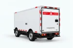 Zelostech Z5 RoboVan schuin van linksachter met gesloten linkerzijwand en achterdeur