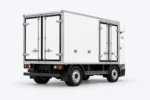 Zelostech Z10 Cold-Chain RoboVan schuin van rechtsachter, met gesloten achterdeuren en dubbele geïsoleerde zijdeuren.