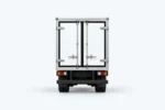 Zelostech Z10 Cold-Chain RoboVan recht van achteren, met gesloten geïsoleerde achterdeuren en achterlichten.